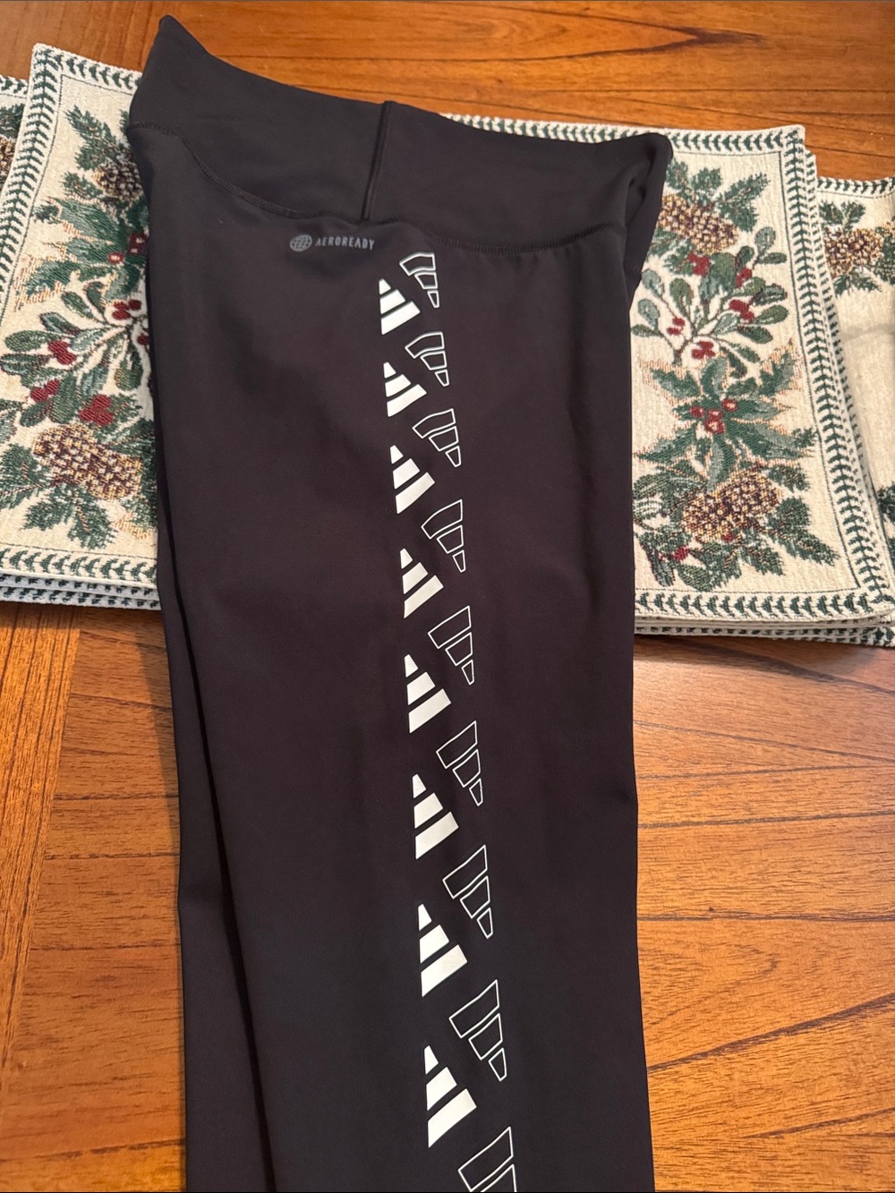adidas Black Jeggings with Vertical White Chevron Detail